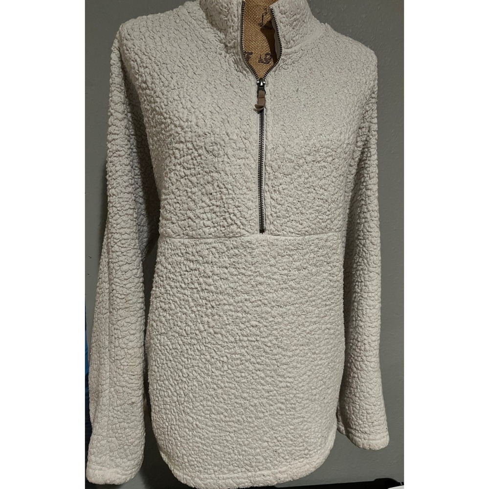 Time and Tru Sherpa Pullover Women 1X Winter White Excellent Quarter Zip Fleece
